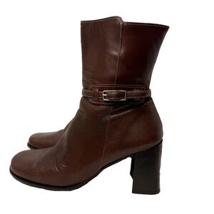 Coach “Fosteria” brown leather mid-calf boots